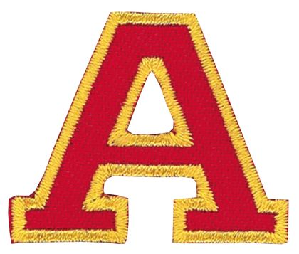 Nažehlovací vyšívané písmenko A - červené výška 3 cm